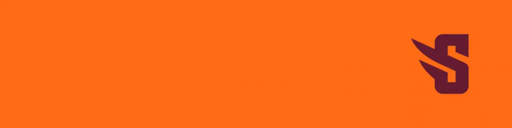 An orange background with a stylized dark brown letter 